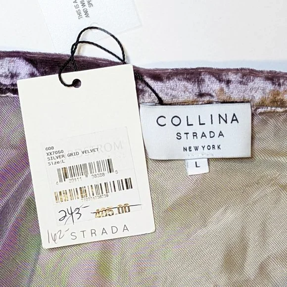 Collina Strada Yod Maxi Skirt Silver Grid Velvet L NEW $405 Bias Cut Midi - Picture 8 of 12